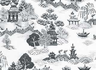 Dollhouse Miniature Wallpaper, China Grove Black